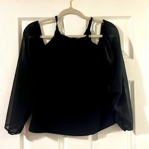 Off the shoulder/cold shoulder black Bar III top